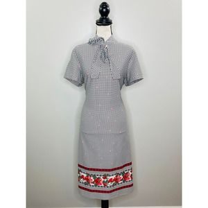 Vintage Mari Lynn Fashions Houndstooth Dress Women Size XL Secretary Femme Work